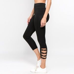 LATTICE-HEM HIGH WAIST DIAMOND LEGGINGS